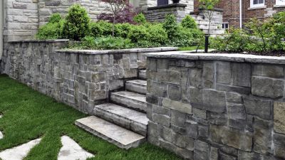 Completed Stone Retaining Wall